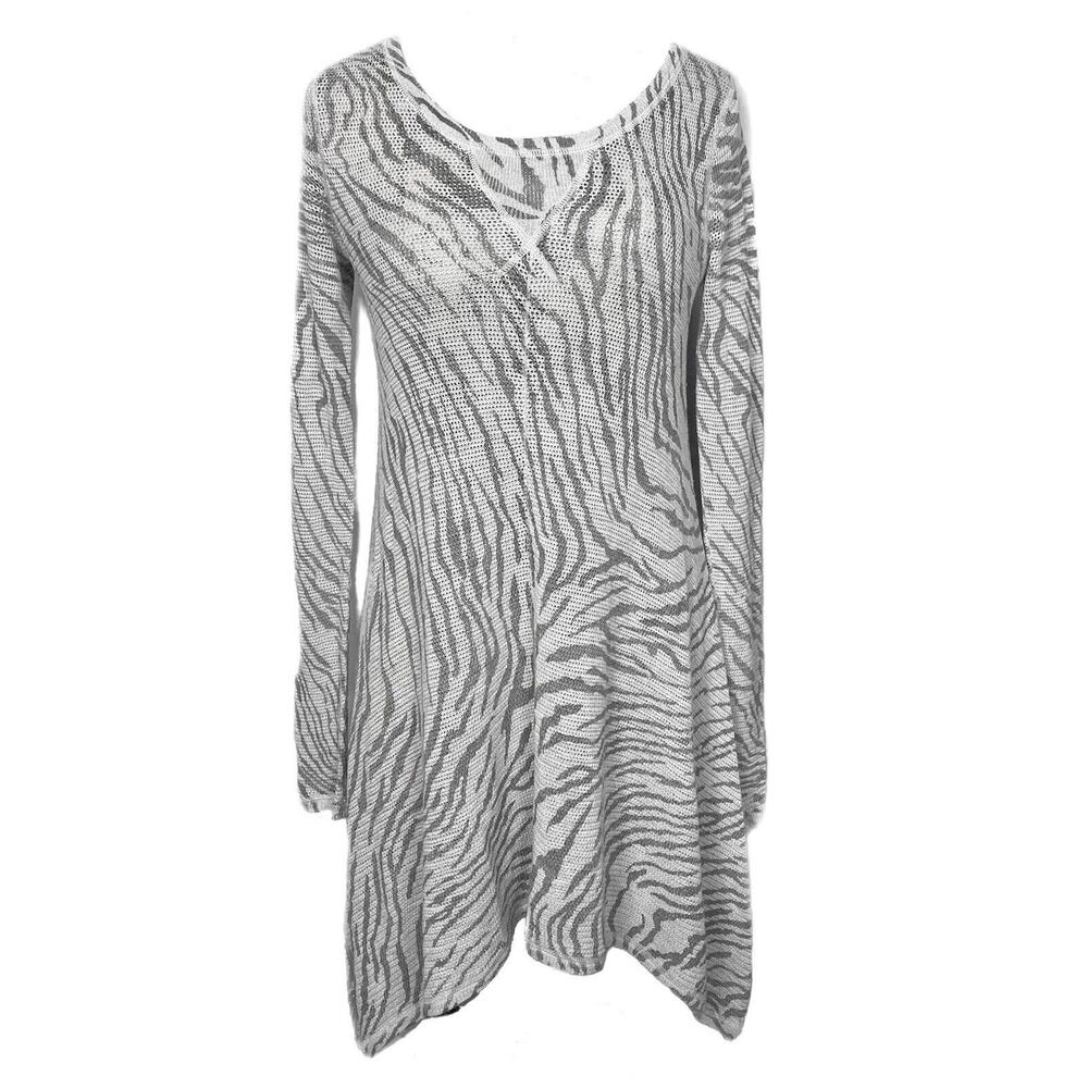 Rebecca Taylor Asymmetrical Dress Sz S Sheer Open Knit Silk Cashmere Stripes